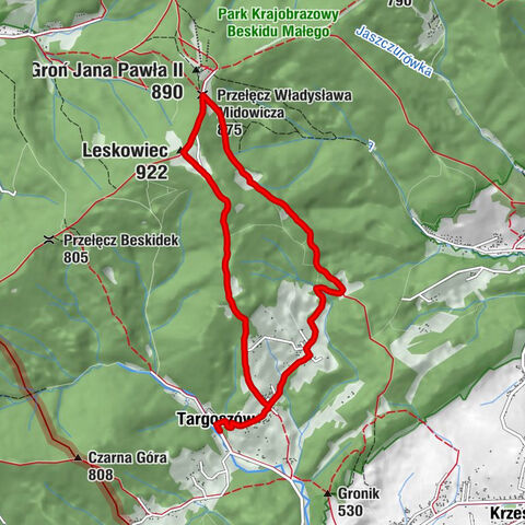 Targoszów - Płonkówka - Leskowiec - Przełęcz Władysława Midowicza