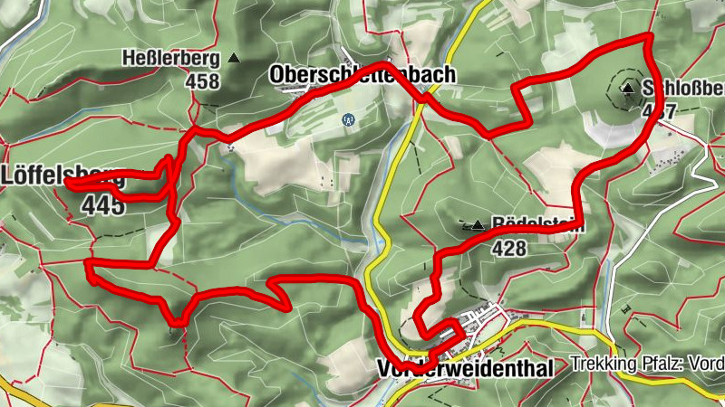 Vorderweidenthal - Lindelbrunnhalle - Löffelsberg - Buhlsteine