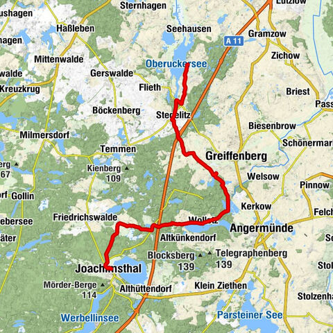 Joachimsthal - Dorfkirche Parlow - Blocksberg - Turnersruh