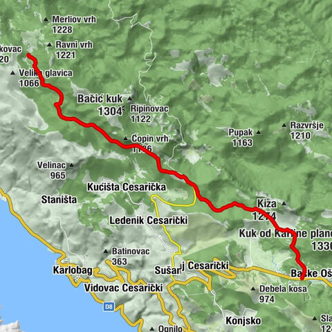Baške Oštarije - Stupačinovo - Dabarska kosa - Planinarsko sklonište Skorpovac