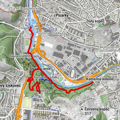 Kamenná kolonie - Čertík - Brno - Pisárky