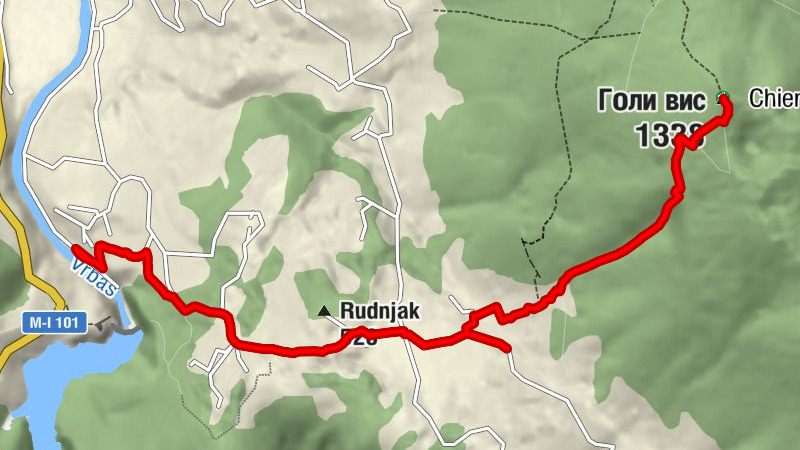 Бочац - Vršani - Chiemiernitsa Hut - Голи вис