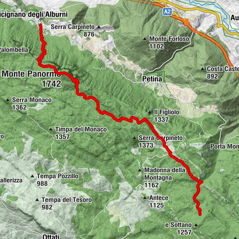 Sicignano degli Alburni - Monte Panormo - Casone Aresta - Rifugio Corcomone