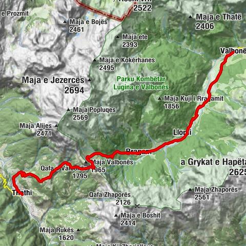 Thethi - Hardedaj (Theth) - Qafa e Valbonës - Valbonë