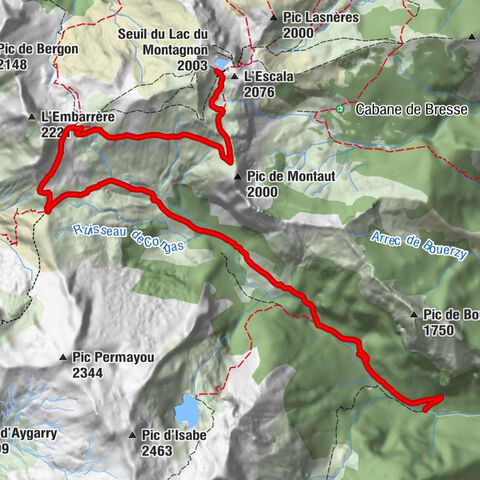 Accous - Source de Còth Arràs - Col Intermédiaire du Montagnon - Seuil du Lac du Montagnon