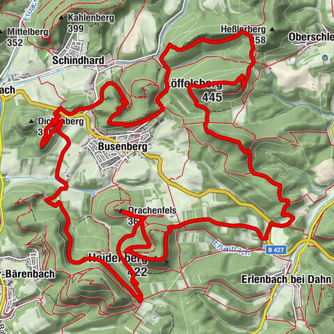 Hexenplätzel - Löffelsberg - Buhlsteine - Heidenberg