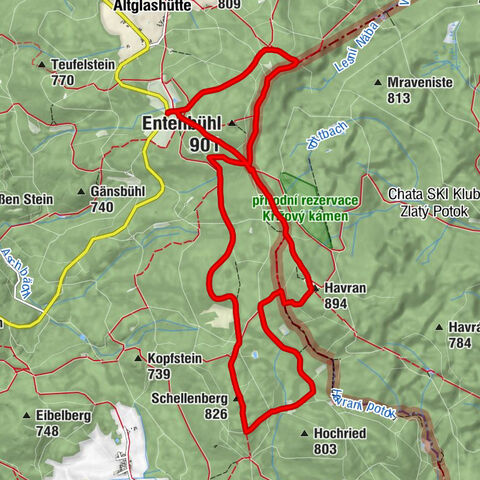 Silberhütte - Havran - Schellenberg - Brotfelsen
