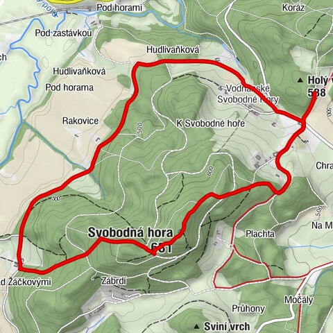 Vodňany - Svobodná hora - Hudlivaňková - Vodňanské Svobodné Hory