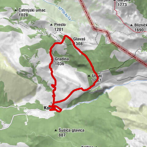 Planinarska kuča Orlovac - Korita - Gradina - Glavaš