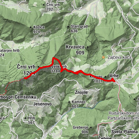 Planinski dom Vrhe - Črni vrh - Tolsti vrh - Veliki vrh