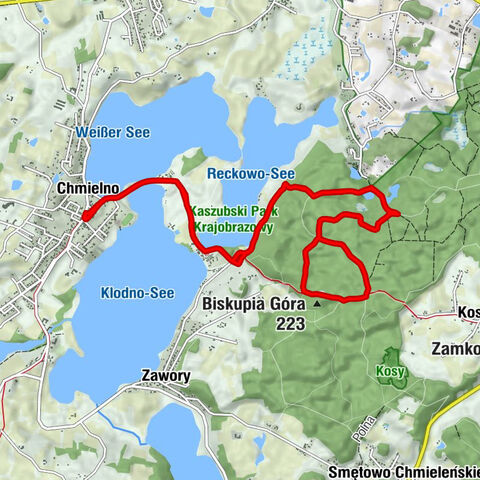 Kościół pw. Świętych Apostołów Piotra i Pawła - Restauracyjka Szwagier - Stanica Wodna - Biskupia Góra