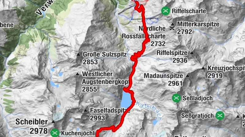 Rendl Bergstation - Riffl Höhenweg - Darmstädter Hütte