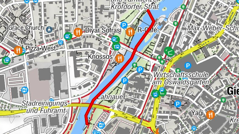 Canoe river Lahn 5th stage Gießen-Zentrum to Gießen-Stadtwerke