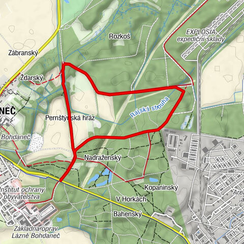 Tillerovo sedátko - Lázně Bohdaneč - Pernštýnská hráz