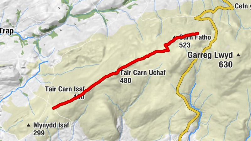 Dyffryn Cennen - Tair Carn Isaf - Tair Carn Uchaf - Pen Rhiw-ddu