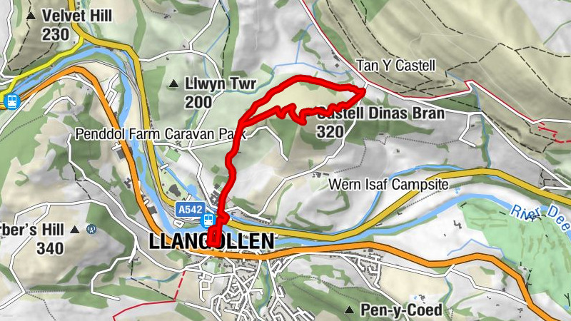 Llangollen - Castell Dinas Bran - Geufron - Memorial Hall