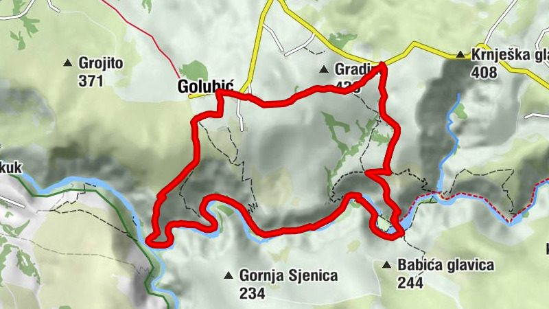 Golubić - Ravni Golubić - Visoki buk - Vratolom