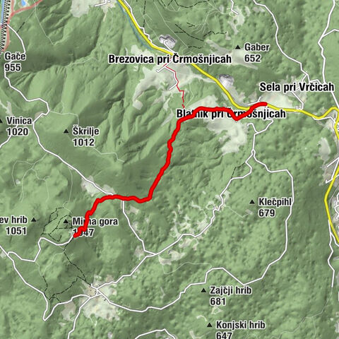 Vrčice - Blatnik pri Črmošnjicah - Škrilj - Planinski dom na Mirni gori