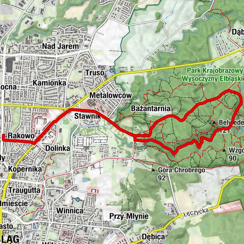 Elbląg - Stawnik - Myśliwska - Rakowo
