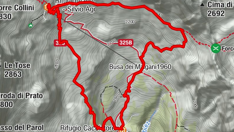 Trek ring to Rifugio Cacciatore and Rifugio Agostini