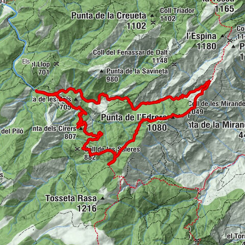 Font de la Barrinada - Punta de l'Edrera - Punta de Marranya - la Marbrera