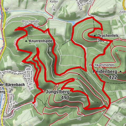 Bruchweiler-Bärenbach - Jüngstberg - Drachenfelshütte - Drachenfels