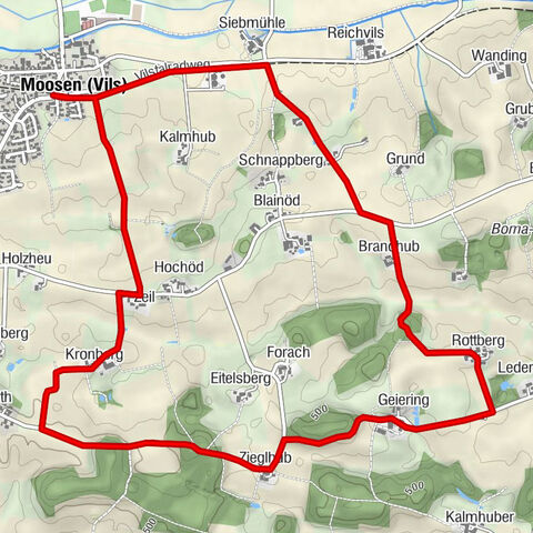 Moosen (Vils) - Hochöd - Zeil - Kronberg