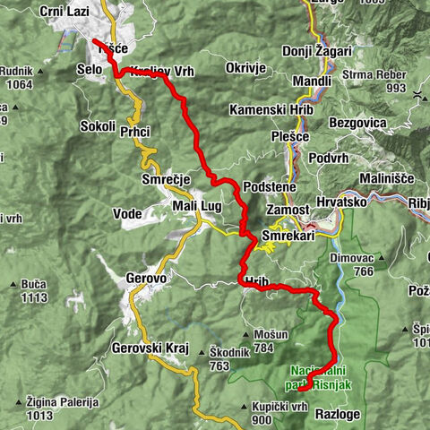 Planinarska kuća Frbežari - crkva svetog Andrije - Male Gospe - Izvor Kupe