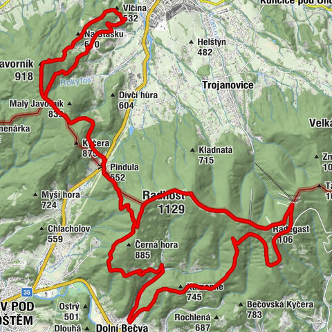 Studánka Na Horečkách - Velký Javorník - Radhošť - Na Žabárně