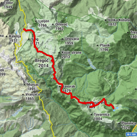 Тјентиште - Uglješin vrh - Bregoč - Planinska kuća Orlovačko jezero