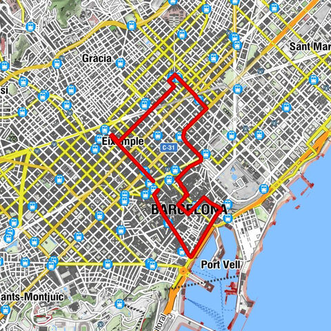 Passeig de Gràcia (L2) - St. Albertus Magnus - Mont Tàber - Ciutat Vella