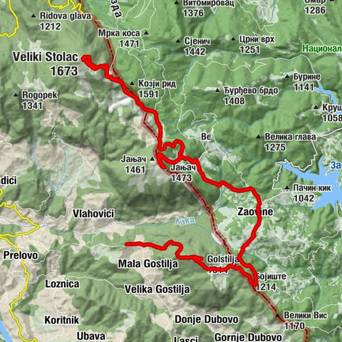 Мала Гостиља - Јањач - Veliki Stolac - Крагујевац