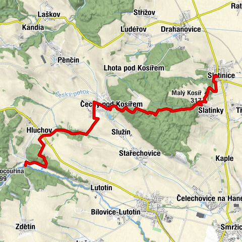 Bělecký mlýn - Velký Kosíř - Malý Kosíř - Slatinice