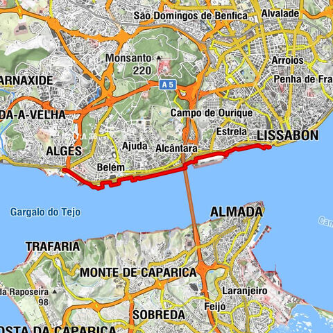 Lisboa - Almada - Cais do Sodré - Algés