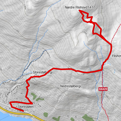 Storestølen - Storestølen fjellstugu - Storestølbergi - Nørdre Flishovd