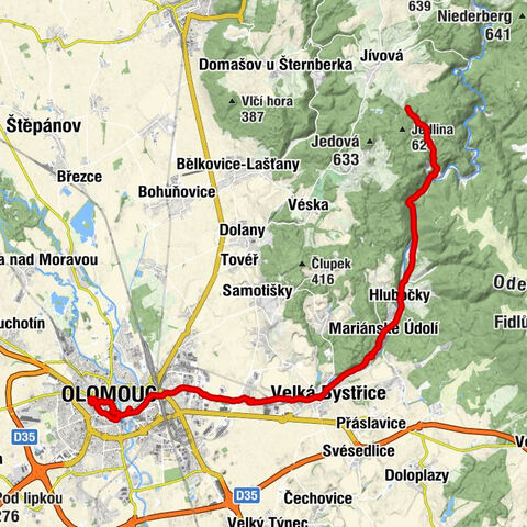 Olomouc - Svatá Kateřina - Velká Bystřice