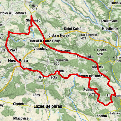 Bílá Třemešná - kostel sv. Anny - Raisova chata - Zvičina