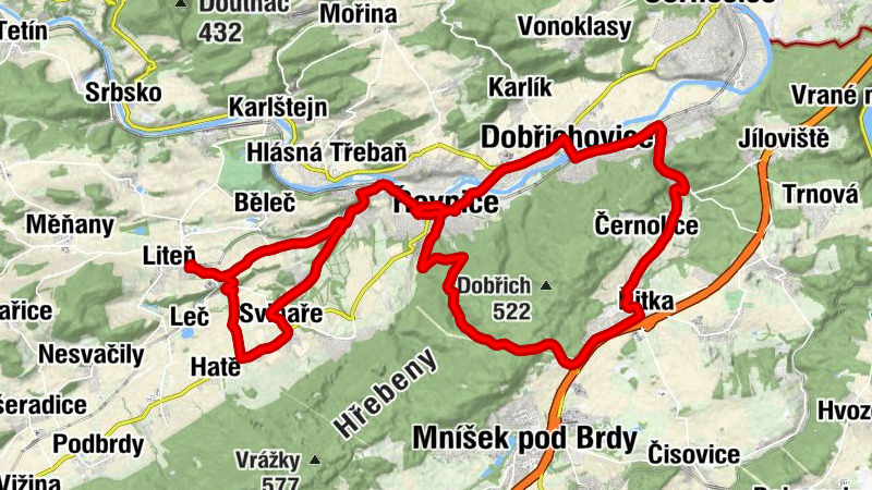 Liteň - U lípy - Řevnice - svatý Mořic