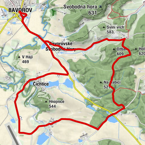 Bavorov - Bavorovské Svobodné Hory - Čichtice - Blanička