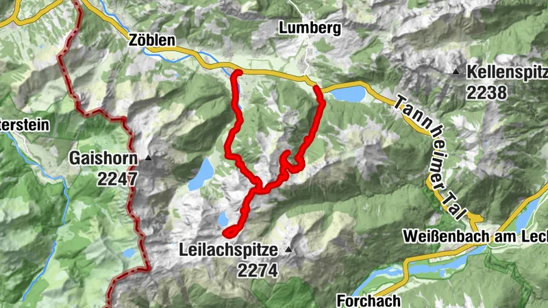 Landsberger Hütte (1 805 m) - Rote Spitze (2 130 m) - Steinkarspitze (2 015 m)