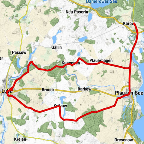 Karow (Meckl) - Heidekrug - Lübz - Plau am See
