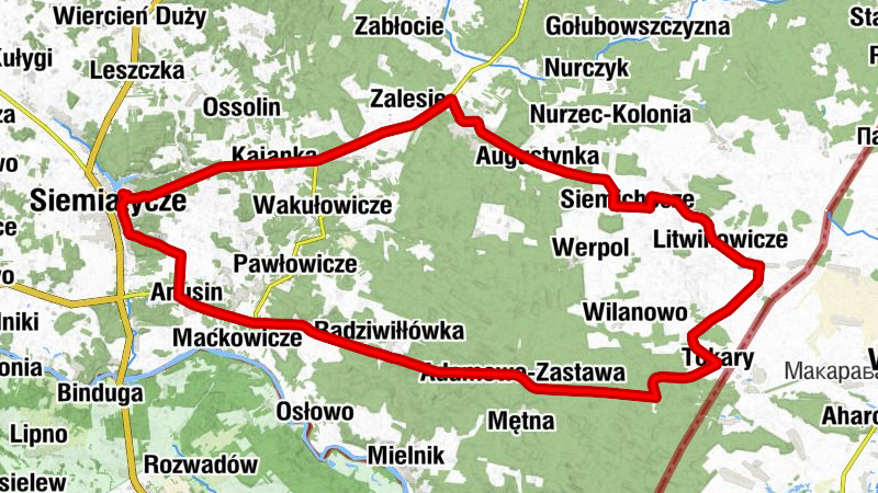 Siemiatycze - Anusin - Olchowicze - Moszczona Królewska