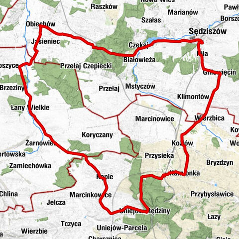 Stara Wieś - Kościół pw. Świętego Wojciecha w Łanach Wielkich - Sędziszów - Kościół pw. Nawiedzenia Najświętszej Maryi Panny w Obiechowie