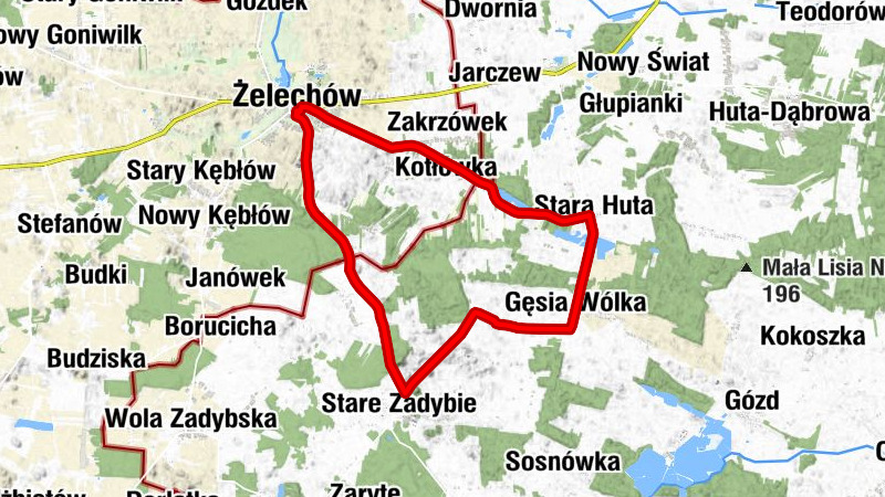 Żelechów - Księżyzna Południowa - Letnisko-Warda - Nowe Zadybie