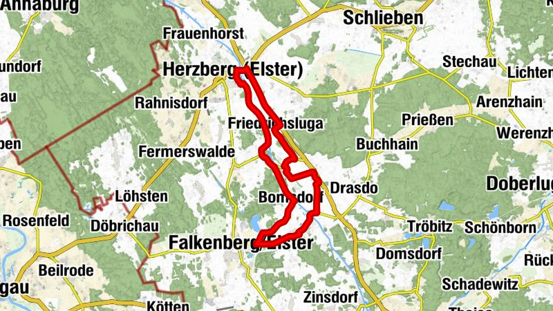 Herzberg (Elster) - BlauHaus ElsterPark - Gasthaus Bomsdorf - Kirche Friedrichsluga