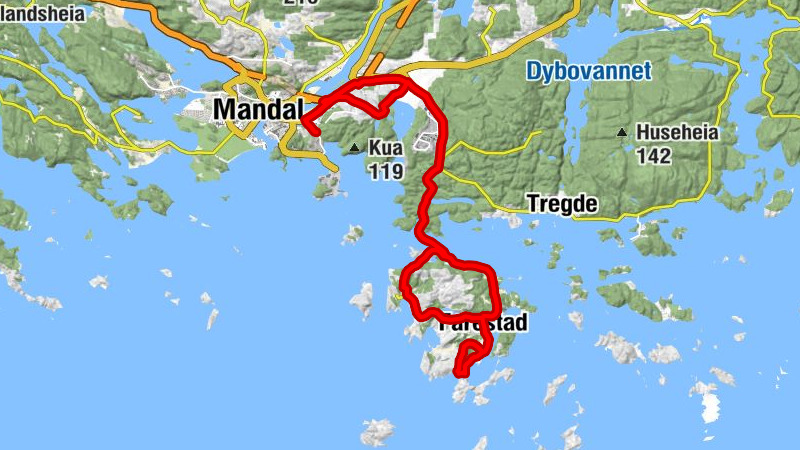 Mandal - Høybakken - Jåbekk - Skjernøy kapell