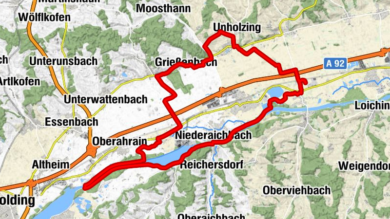 Rothhaus - Lichtensee - Niederaichbach - Unterahrain