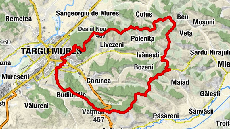 Târgu Mureș - Dealul Nou - Vf. Terebici - Vațman
