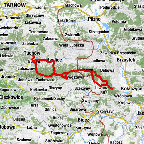 Tuchów - Brzanka - Gilowa Góra - Liwocz