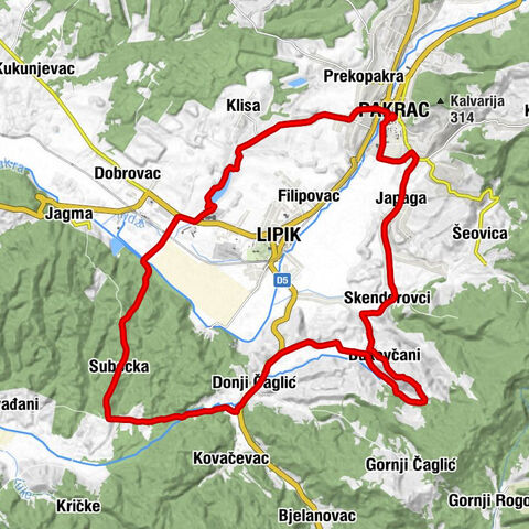 Pakrac - Gornja Subocka - Subocka - Donja Subocka